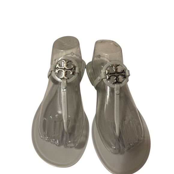 Tory Burch Mini Miller Jelly Thong (River Rock - Silver, size 9 /excellent - Picture 2 of 11